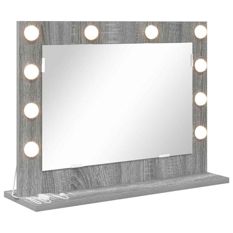 vidaXL Toalett Tükör LED -es lámpákkal Szürke Sonoma 60 x 45 x 18 cm