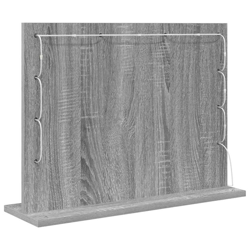 vidaXL Toalett Tükör LED -es lámpákkal Szürke Sonoma 60 x 45 x 18 cm