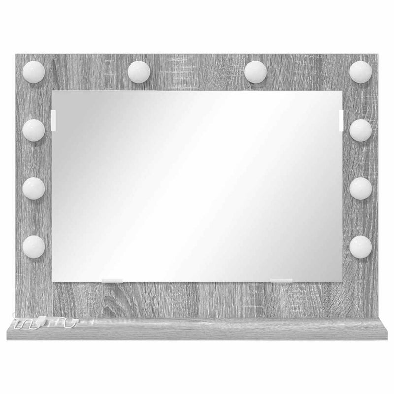 vidaXL Toalett Tükör LED -es lámpákkal Szürke Sonoma 60 x 45 x 18 cm