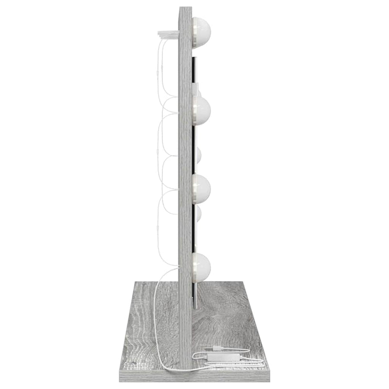 vidaXL Toalett Tükör LED -es lámpákkal Szürke Sonoma 60 x 45 x 18 cm