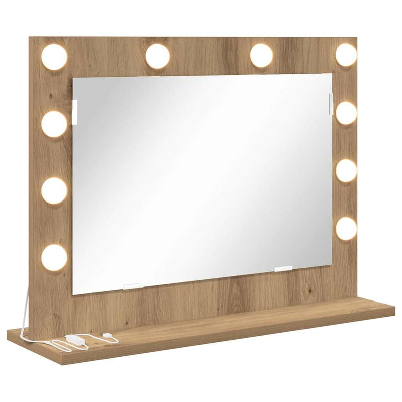vidaXL Toalett Tükör LED -es lámpákkal Artisan tölgy 60 x 45 x 18 cm
