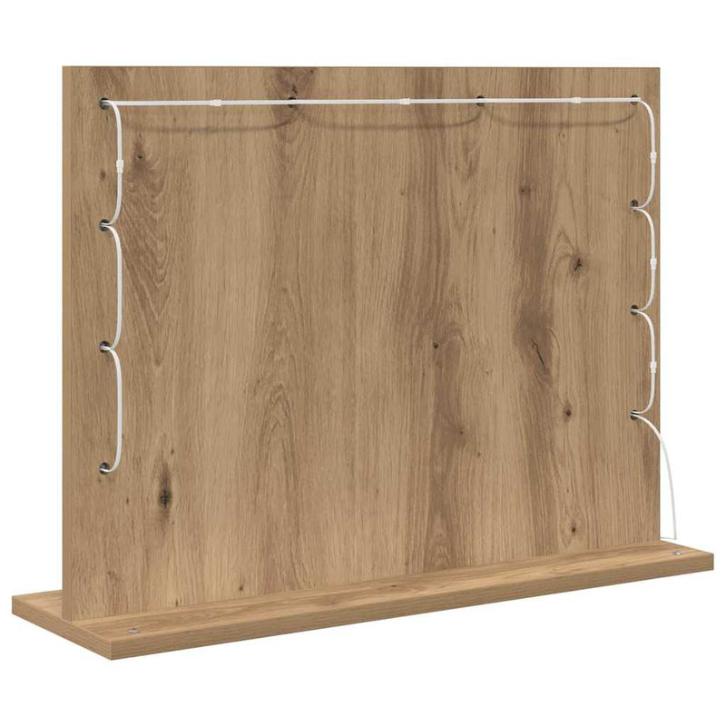 vidaXL Toalett Tükör LED -es lámpákkal Artisan tölgy 60 x 45 x 18 cm