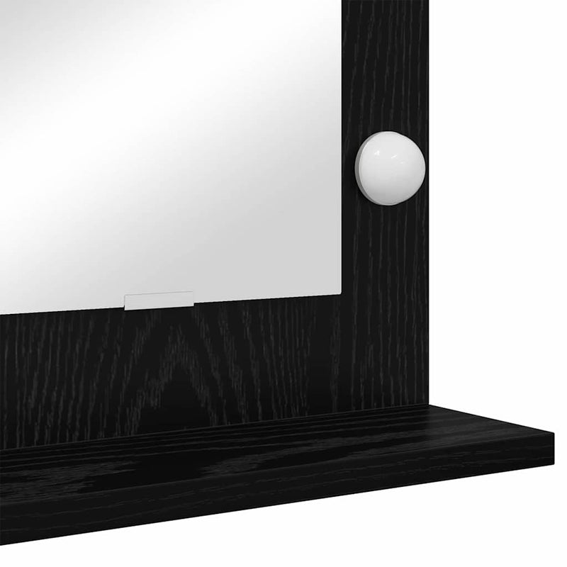 vidaXL Toalett Tükör LED -es lámpákkal Fekete tölgy 80 x 45 x 18 cm