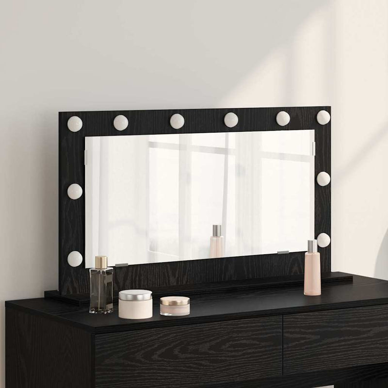 vidaXL Toalett Tükör LED -es lámpákkal Fekete tölgy 80 x 45 x 18 cm