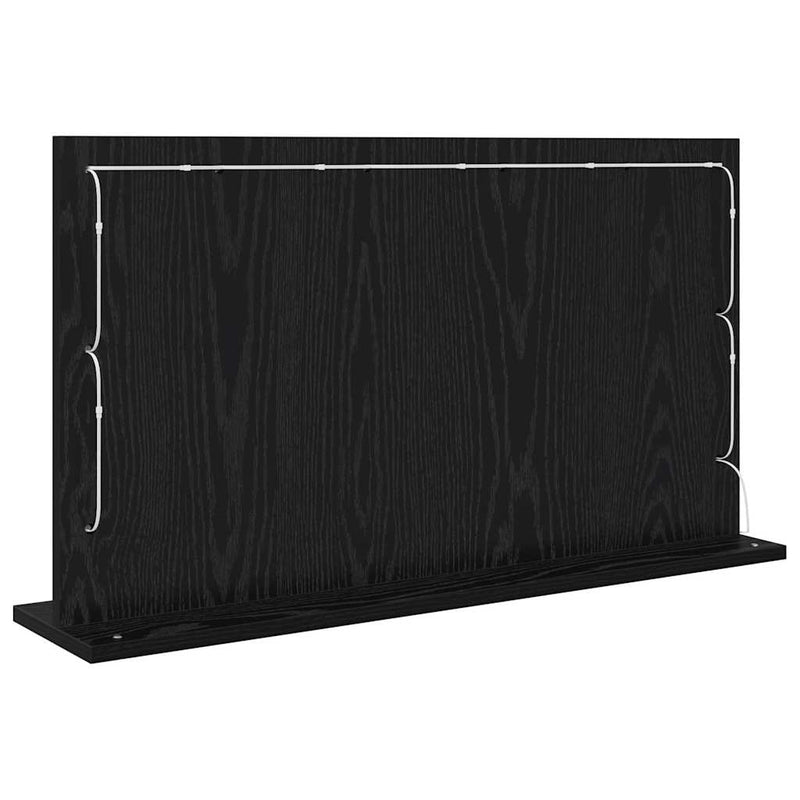 vidaXL Toalett Tükör LED -es lámpákkal Fekete tölgy 80 x 45 x 18 cm