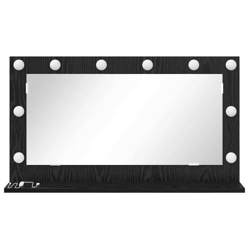 vidaXL Toalett Tükör LED -es lámpákkal Fekete tölgy 80 x 45 x 18 cm