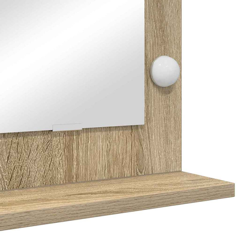vidaXL Toalett Tükör LED -es lámpákkal Sonoma tölgy 80 x 45 x 18 cm