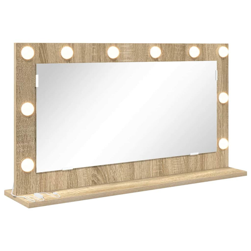 vidaXL Toalett Tükör LED -es lámpákkal Sonoma tölgy 80 x 45 x 18 cm