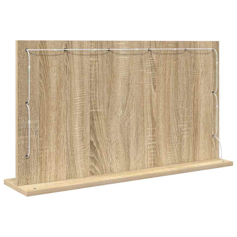 vidaXL Toalett Tükör LED -es lámpákkal Sonoma tölgy 80 x 45 x 18 cm
