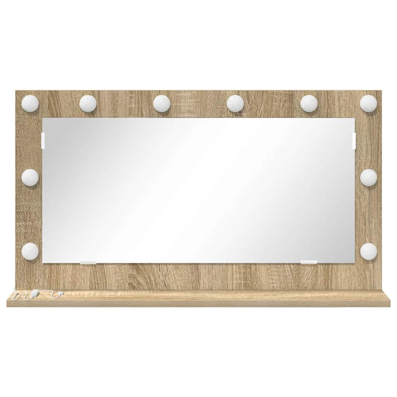vidaXL Toalett Tükör LED -es lámpákkal Sonoma tölgy 80 x 45 x 18 cm