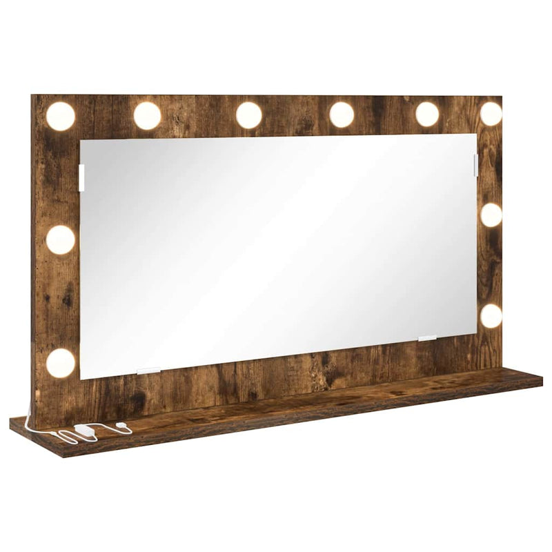 vidaXL Toalett Tükör LED -es lámpákkal Füstölt tölgy 80 x 45 x 18 cm