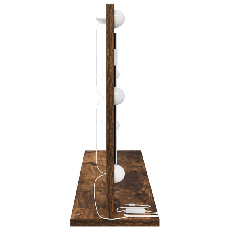 vidaXL Toalett Tükör LED -es lámpákkal Füstölt tölgy 80 x 45 x 18 cm