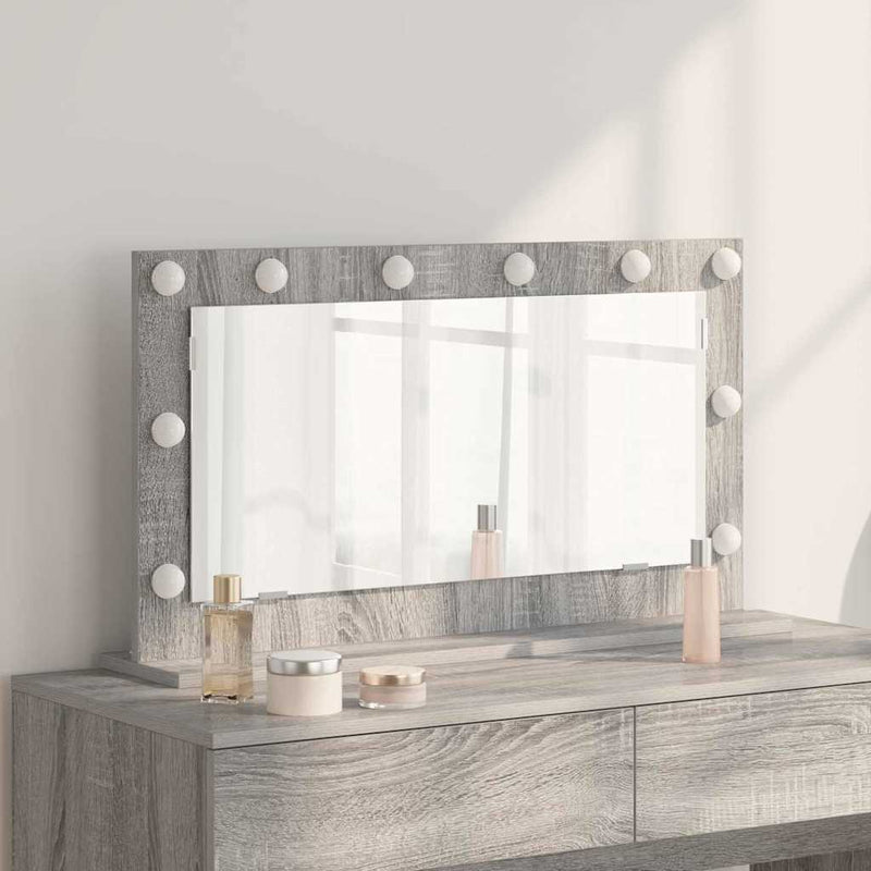 vidaXL Toalett Tükör LED -es lámpákkal Szürke Sonoma 80 x 45 x 18 cm