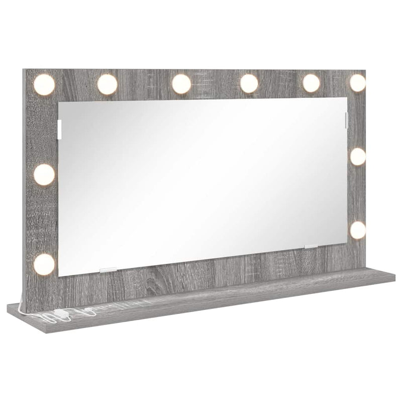 vidaXL Toalett Tükör LED -es lámpákkal Szürke Sonoma 80 x 45 x 18 cm