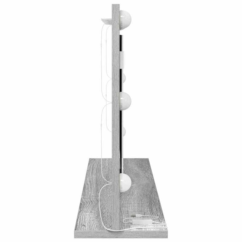 vidaXL Toalett Tükör LED -es lámpákkal Szürke Sonoma 80 x 45 x 18 cm