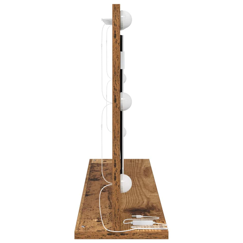 vidaXL Toalett Tükör Öreg fa 80 x 45 x 18 cm Megmunkált fa és üveg
