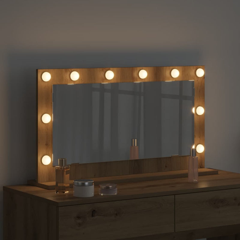 vidaXL Toalett Tükör LED -es lámpákkal Artisan tölgy 80 x 45 x 18 cm