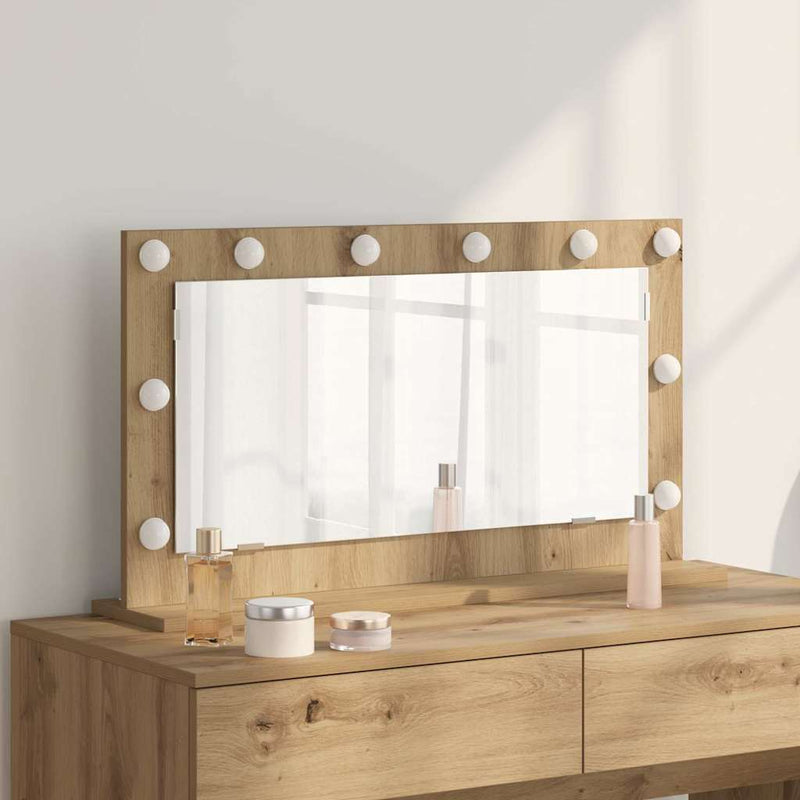 vidaXL Toalett Tükör LED -es lámpákkal Artisan tölgy 80 x 45 x 18 cm