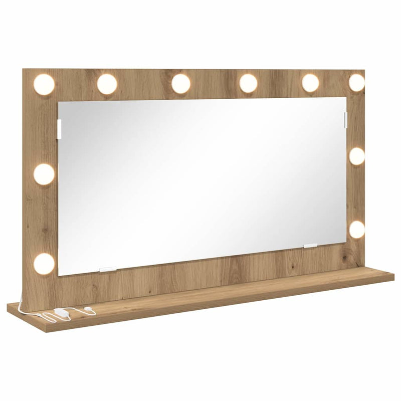 vidaXL Toalett Tükör LED -es lámpákkal Artisan tölgy 80 x 45 x 18 cm
