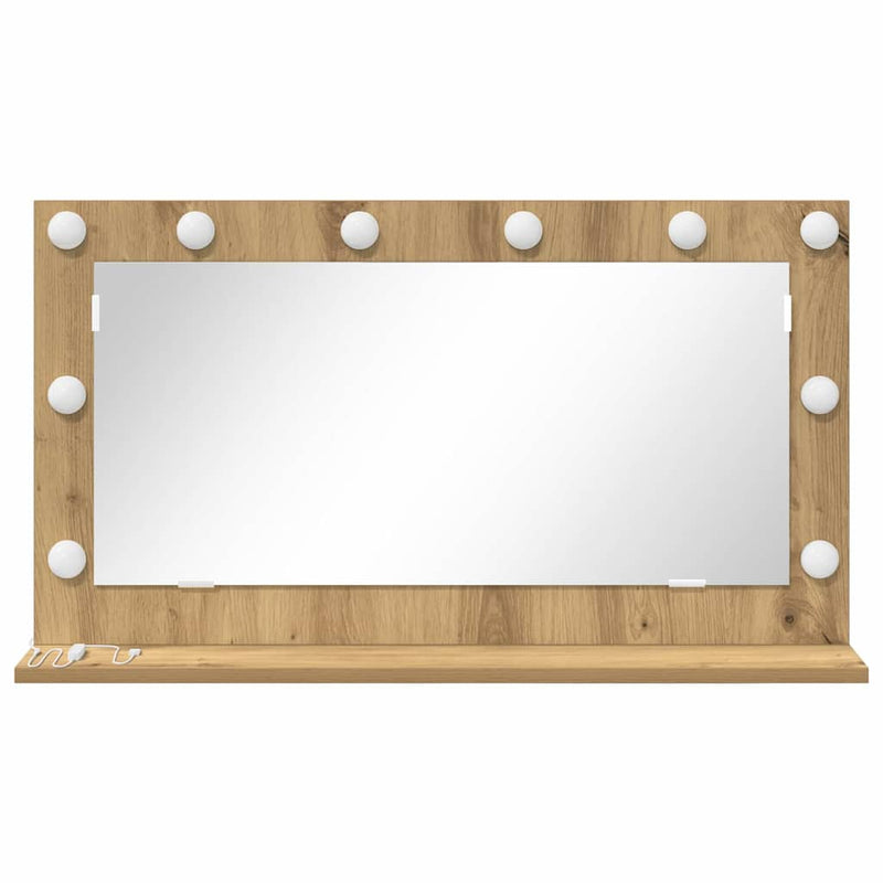 vidaXL Toalett Tükör LED -es lámpákkal Artisan tölgy 80 x 45 x 18 cm
