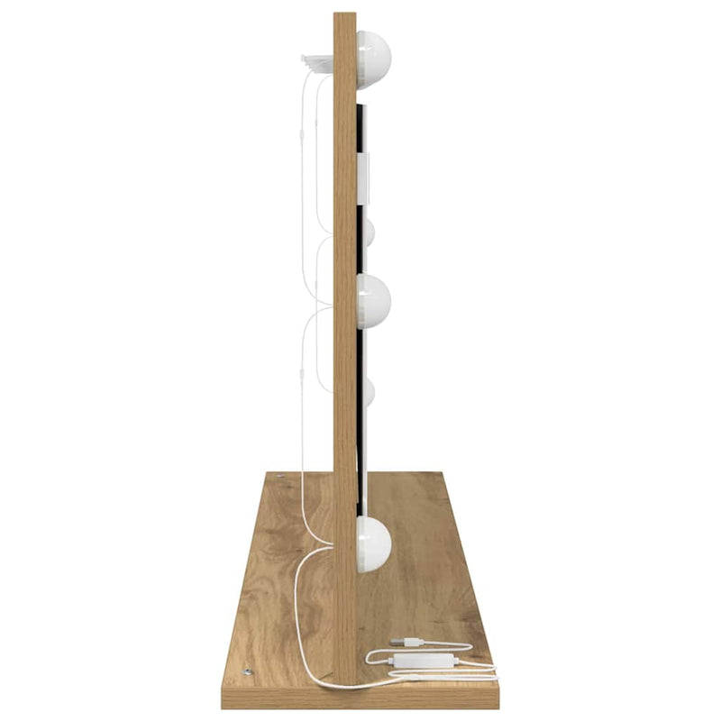 vidaXL Toalett Tükör LED -es lámpákkal Artisan tölgy 80 x 45 x 18 cm