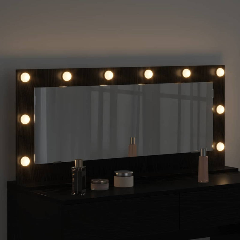 vidaXL Toalett Tükör LED -es lámpákkal Fekete tölgy 100 x 45 x 18 cm