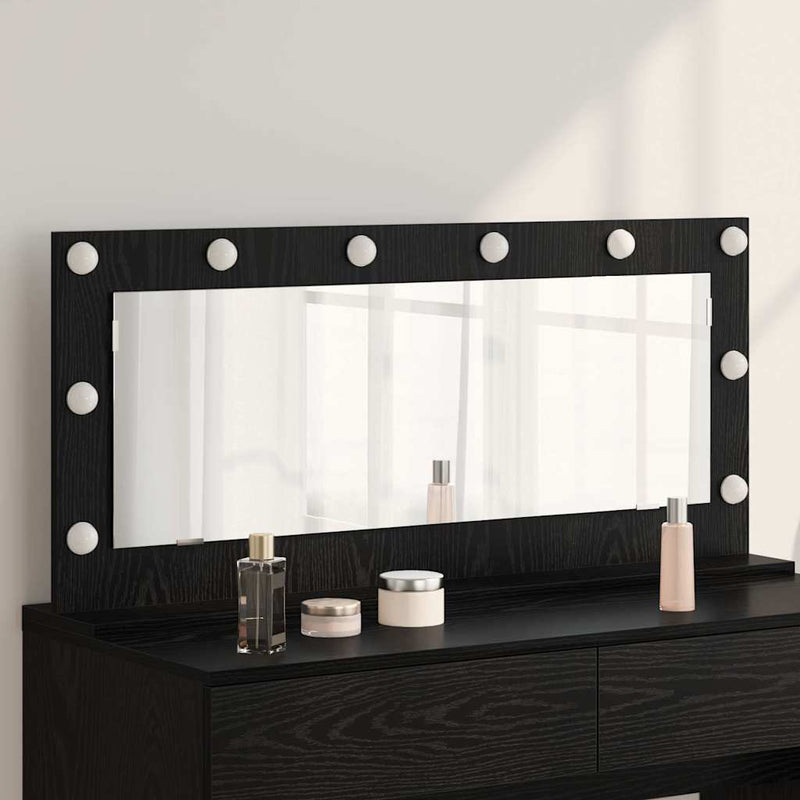 vidaXL Toalett Tükör LED -es lámpákkal Fekete tölgy 100 x 45 x 18 cm
