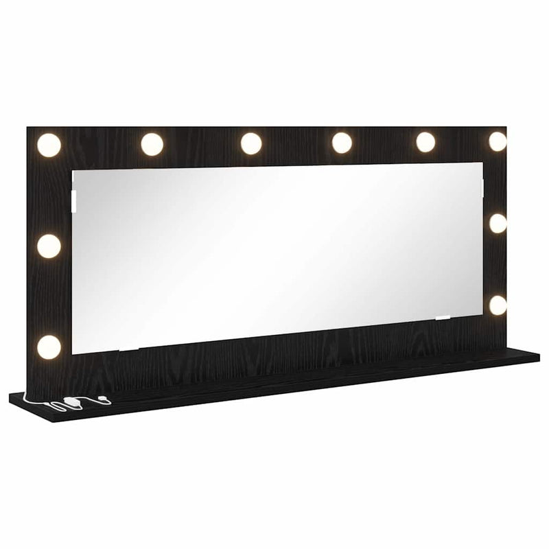 vidaXL Toalett Tükör LED -es lámpákkal Fekete tölgy 100 x 45 x 18 cm