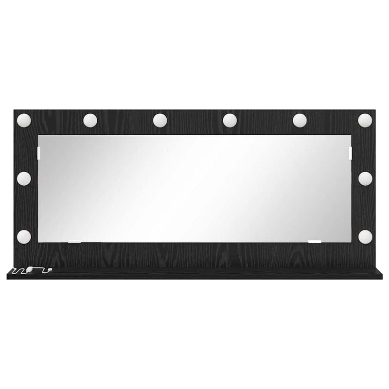 vidaXL Toalett Tükör LED -es lámpákkal Fekete tölgy 100 x 45 x 18 cm