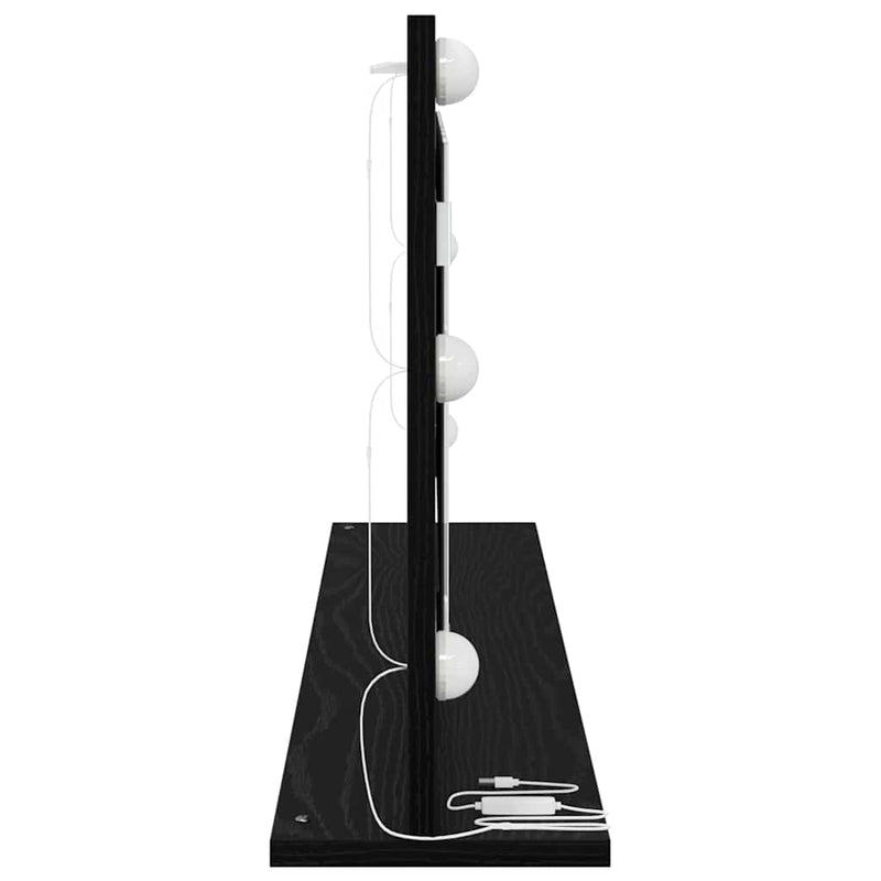 vidaXL Toalett Tükör LED -es lámpákkal Fekete tölgy 100 x 45 x 18 cm