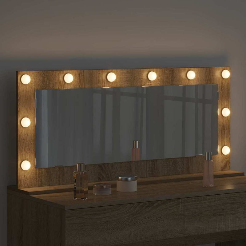 vidaXL Toalett Tükör LED -es lámpákkal Sonoma tölgy 100 x 45 x 18 cm