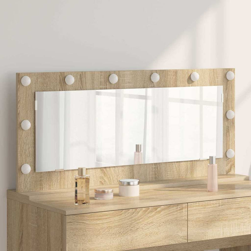 vidaXL Toalett Tükör LED -es lámpákkal Sonoma tölgy 100 x 45 x 18 cm