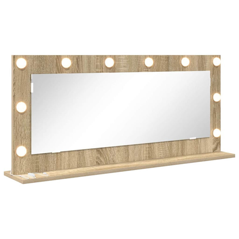vidaXL Toalett Tükör LED -es lámpákkal Sonoma tölgy 100 x 45 x 18 cm