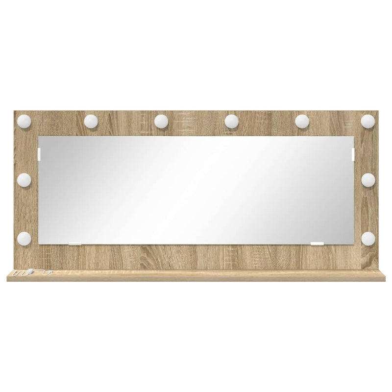 vidaXL Toalett Tükör LED -es lámpákkal Sonoma tölgy 100 x 45 x 18 cm