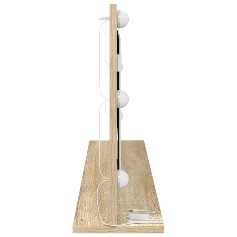 vidaXL Toalett Tükör LED -es lámpákkal Sonoma tölgy 100 x 45 x 18 cm