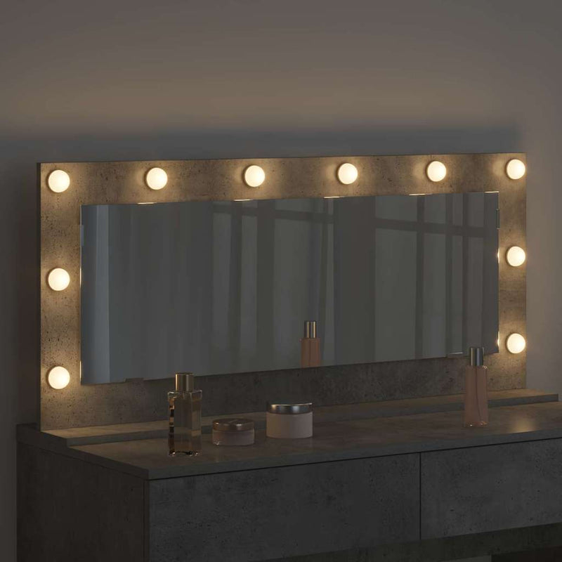 vidaXL Toalett Tükör LED -es lámpákkal Beton Szürke 100 x 45 x 18 cm
