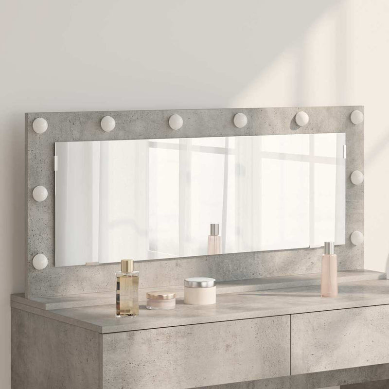 vidaXL Toalett Tükör LED -es lámpákkal Beton Szürke 100 x 45 x 18 cm