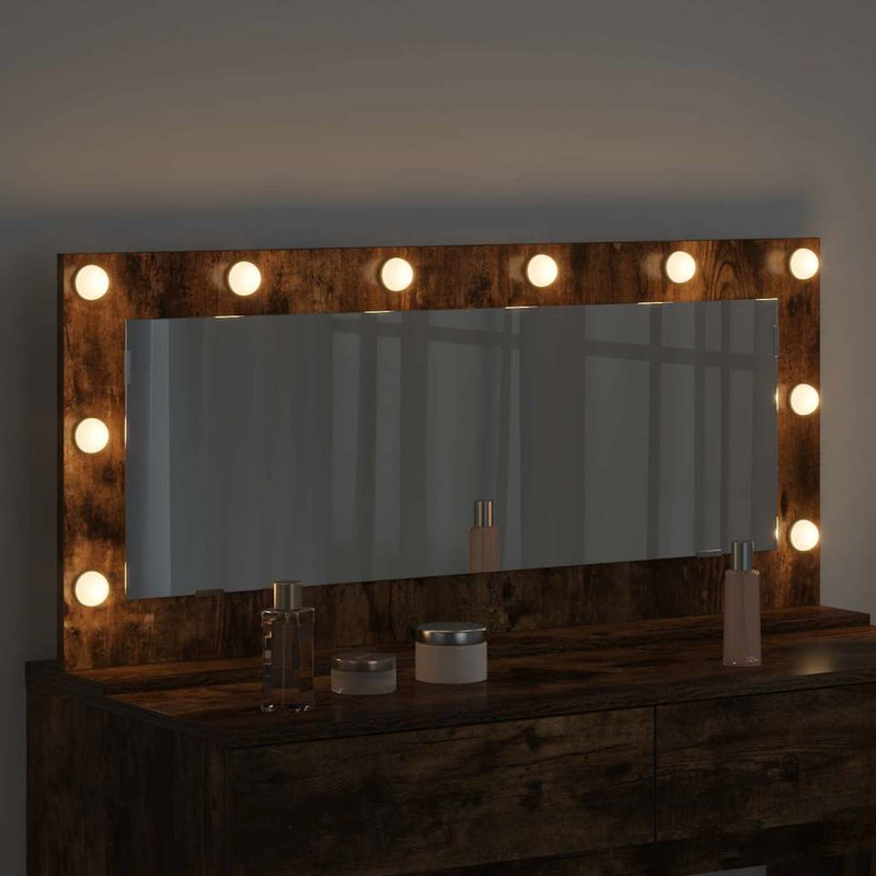 vidaXL Toalett Tükör LED -es lámpákkal Füstölt tölgy 100 x 45 x 18 cm
