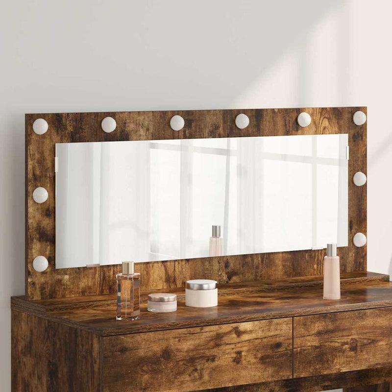 vidaXL Toalett Tükör LED -es lámpákkal Füstölt tölgy 100 x 45 x 18 cm