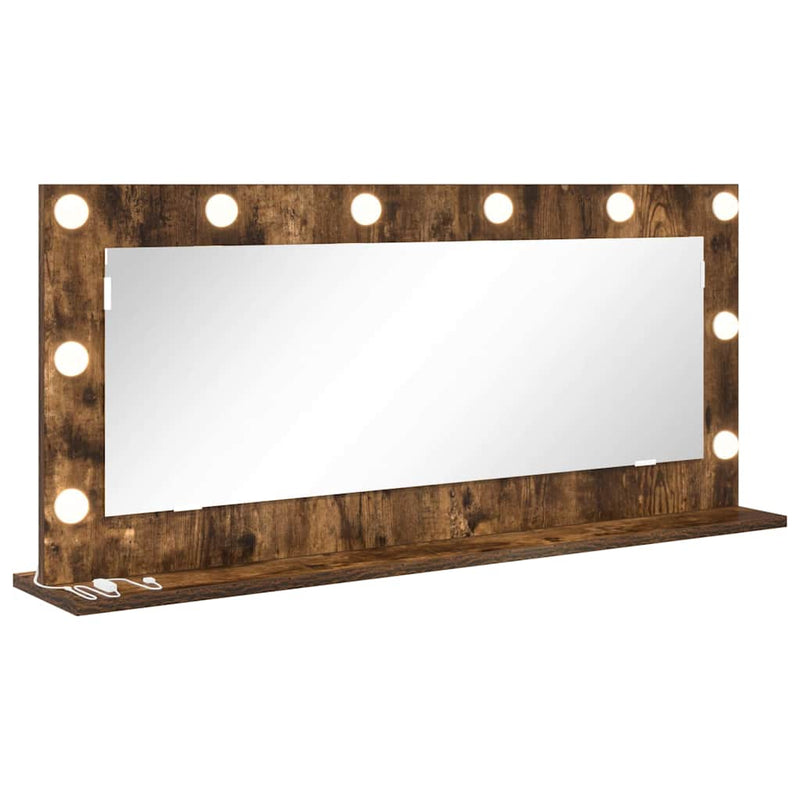 vidaXL Toalett Tükör LED -es lámpákkal Füstölt tölgy 100 x 45 x 18 cm