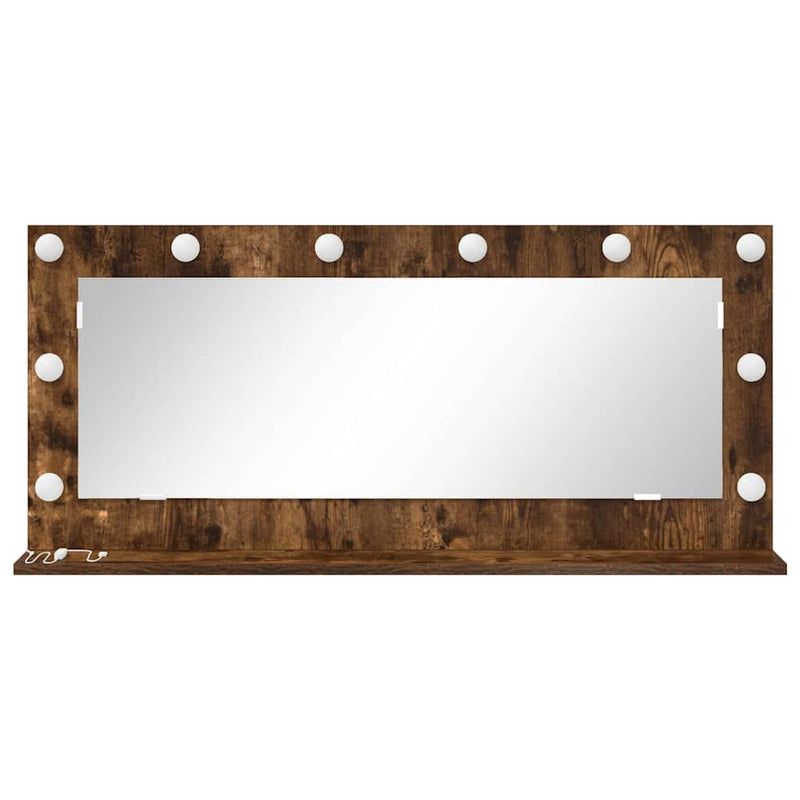 vidaXL Toalett Tükör LED -es lámpákkal Füstölt tölgy 100 x 45 x 18 cm