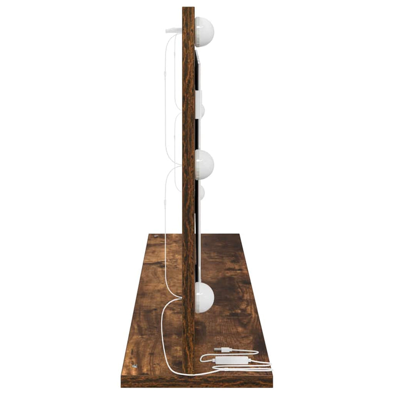vidaXL Toalett Tükör LED -es lámpákkal Füstölt tölgy 100 x 45 x 18 cm