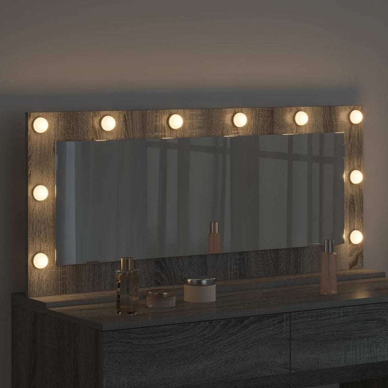 vidaXL Toalett Tükör LED -es lámpákkal Szürke Sonoma 100 x 45 x 18 cm