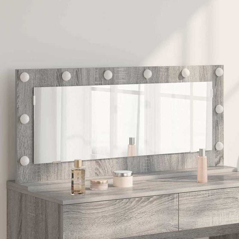 vidaXL Toalett Tükör LED -es lámpákkal Szürke Sonoma 100 x 45 x 18 cm