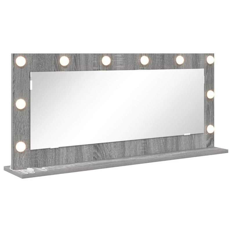 vidaXL Toalett Tükör LED -es lámpákkal Szürke Sonoma 100 x 45 x 18 cm
