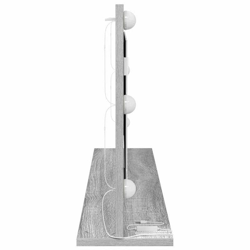vidaXL Toalett Tükör LED -es lámpákkal Szürke Sonoma 100 x 45 x 18 cm