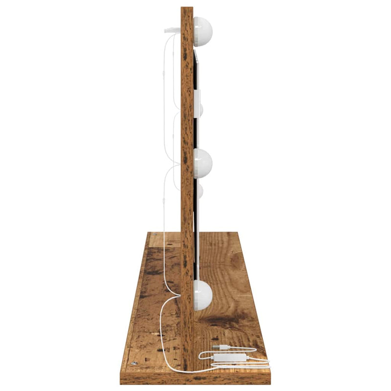 vidaXL Toalett Tükör Öreg fa 100 x 45 x 18 cm Megmunkált fa és üveg