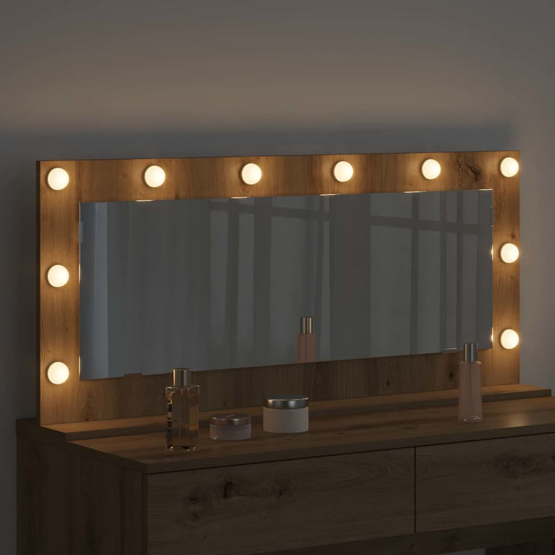 vidaXL Toalett Tükör LED -es lámpákkal Artisan tölgy 100 x 45 x 18 cm