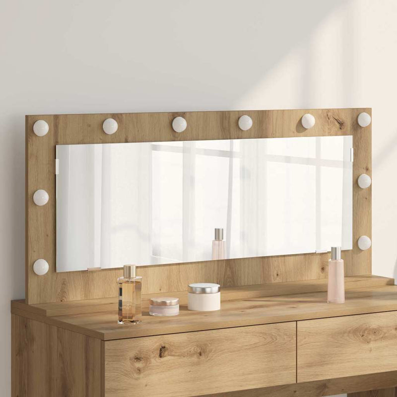 vidaXL Toalett Tükör LED -es lámpákkal Artisan tölgy 100 x 45 x 18 cm