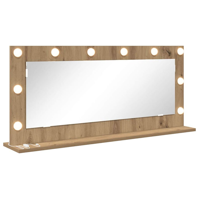 vidaXL Toalett Tükör LED -es lámpákkal Artisan tölgy 100 x 45 x 18 cm